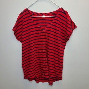 Set of 2 Old Navy Striped V-neck Button Down Shirts M